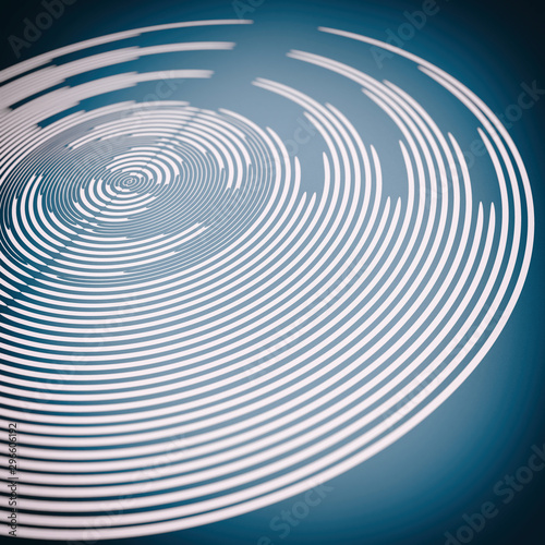 Abstract blue geometric background. Concentric rings shape.
