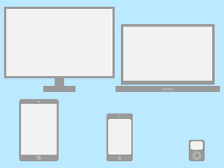 Poster - Simple design of different devices on a light blue background background