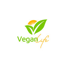 Letter V For Vegan Vegetable Vegetarian Veggie, Check Mark Tips Logo Design With Natural Plant Leaf And Sun