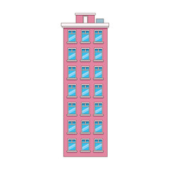 Poster - tall city building icon, flat design