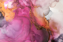 Part Of Original Alcohol Ink Painting. Modern Art. Abstract Colorful Background, Wallpaper. Marble Texture. Fluid Art For Modern Banners, Ethereal Graphic Design.