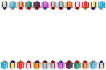 Wall Mural - Collection of birthday gifts christmas presents copyspace copy space border isolated