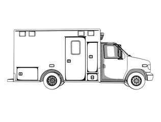 Poster - sketch ambulance car with hatching vector on a white background