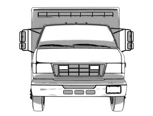 Poster - sketch ambulance car with hatching vector on a white background