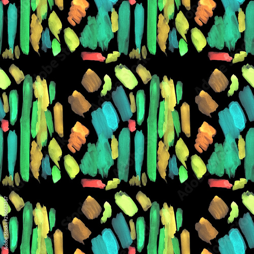 Watercolor seamless pattern with multicolored brush strokes. Abstract texture...