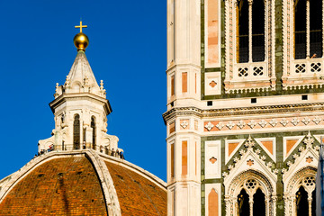 Poster - view of a cathedral and Giotto's bell tower, Duomo Santa Maria Del Fiore, Piazza Del Duomo, Florence, Tuscany, Italy