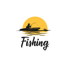 Paddle Board Fishing Silhouette Logo