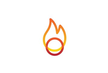 Wall Mural - fire flame simple transparent line art logo template