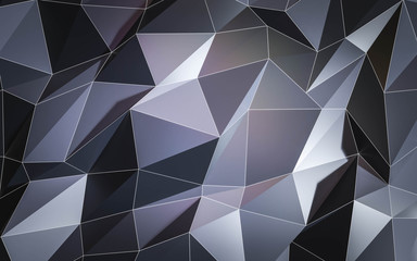 Poster - different shades of grey Abstract polygonal Background Illustration with white wire mesh Texture folded paper 3d render