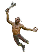 Troll Jumping On White Background