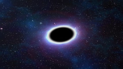 Canvas Print - A massive black hole in space with surrounding stars being sucked in by gravitational pull. Seamlessly loopable animation.