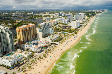 Wall Mural - Nice colorful aerial drone photo of Fort Lauderdale Beach FL