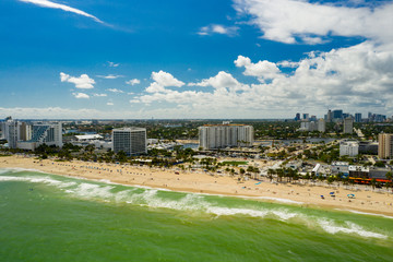 Wall Mural - Shores of Fort Lauderdale Beach Florida shot with aerial drone