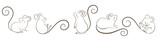 Fototapeta Fototapety na ścianę do pokoju dziecięcego - Set of hand drawn rats, mouse in different poses on white background. Vector illustration, cartoon doodle style.