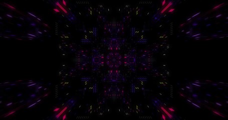 Poster - Abstract creative virtual reality cyberspace background. Hyper jump into another world. Speed of light, neon glowing rays in motion. Seamless loop, 3D render