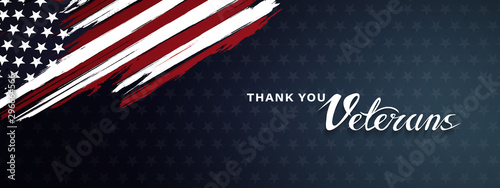 Fotomural Thank you veterans, November 11, honoring all who served, posters, modern brush