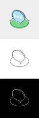 Poster - continuous unbroken line icon of conversation chat speech bubble