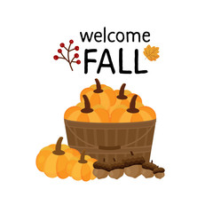 Wall Mural - Welcome Autumn Fall season poster.