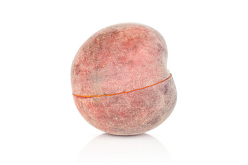 Group of two halves of sweet red peach isolated on white background