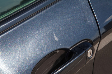 Sticker - the metal surface of the car and headlight. Blue Pearl paint on the car