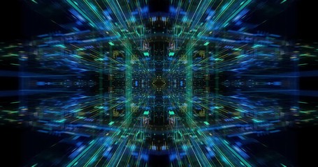 Poster - seamless loop abtract internet of things motion background. flying through virtual cyberspace with n