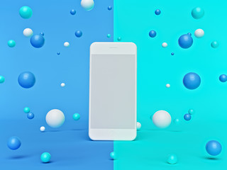 Poster - Abstract geometric background with a smartphone. Fashion and trendy mockup. design suitable for product presentation and advertising. 3d rendering