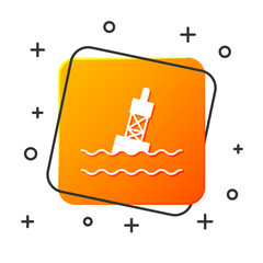 White Floating buoy on the sea icon isolated on white background. Orange square button. Vector Illustration