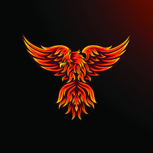 Phoenix Mascot For Sport And Esport Or Gamer Logo In Fire Color