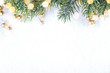 canvas print picture - Closeup of Christmas tree with light, snow flake. Christmas and New Year holiday background.