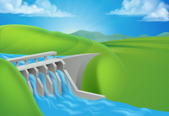 Wall Mural - Hydro water hydroelectric power dam generating renewable electricity