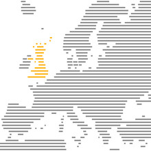 Großbritanien Auf Karte Von Europa Gestreift Orange Grau