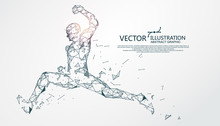 Jumping Person, Point And Line Composition, Vector Illustration.