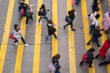 Wall Mural - Crowd of women crossing street in Hong Kong　横断歩道を渡る女性の群集 香港 