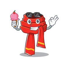 Sticker - With ice cream scarf mascot isolated in the cartoon