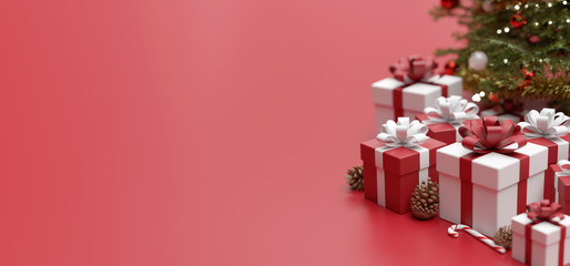 Wall Mural - christmas background with christmas gifts decoration - 3d rendering