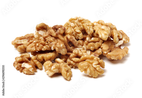 Fotomural Half peeled walnut closeup isolated on white background