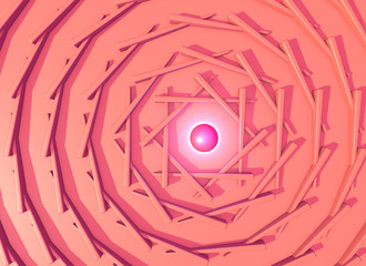 Poster - Abstract backgroung with shiny plasma ball into the pink architectural structure. 3D illustration