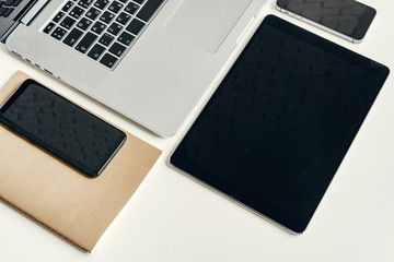 Poster - close up shot of digital devices on office table