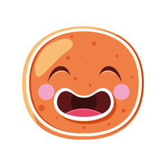 Sticker - head of gingerbread man in white background