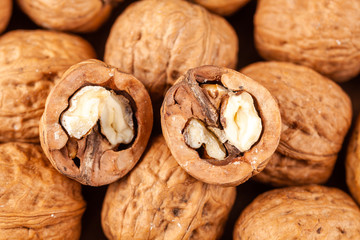 walnut on a wooden background