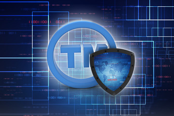 Poster - 3d rendering tm trade mark sign concept with shield