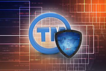 Poster - 3d rendering tm trade mark sign concept with shield