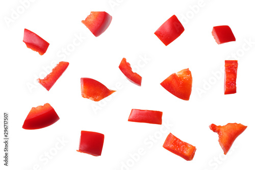 Cuadros en Lienzo pieces of red sweet bell pepper isolated on white background