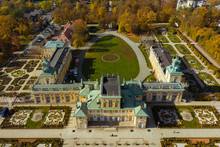 Royal Palace In Warsaw. Poland. 19. October. 2019. Aerial View Of The Beautiful Royal Palace In Warsaw. Autumn Sunny Day.