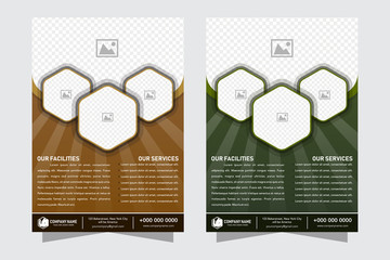 Poster - Template for pet shop, veterinary clinic, pet store, zoo, shelter. Card, flyer, poster for advertisement. Flat style design, vector illustration. Seamless pattern with pet supplies on background.