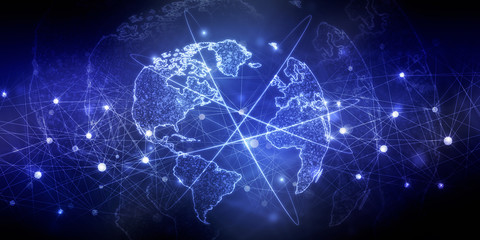 Poster - 2d illustration world map abstract background