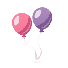 Pink And Purple Balloons Vector Isolated Illustration