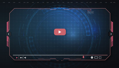 Poster - Futuristic Desktop Video player,  modern digital Video player for the web templates. New Media Player interface. Skin video player. Template for Web and Mobile Apps. Vector illustration