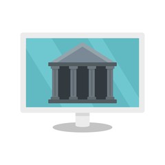 Poster - Internet bank building icon. Flat illustration of internet bank building vector icon for web design