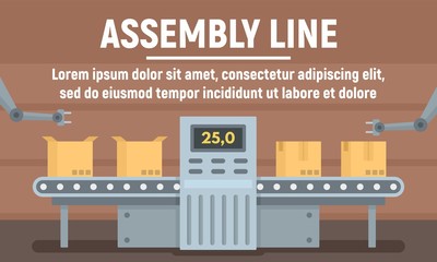 Poster - Parcel assembly line concept banner. Flat illustration of parcel assembly line vector concept banner for web design